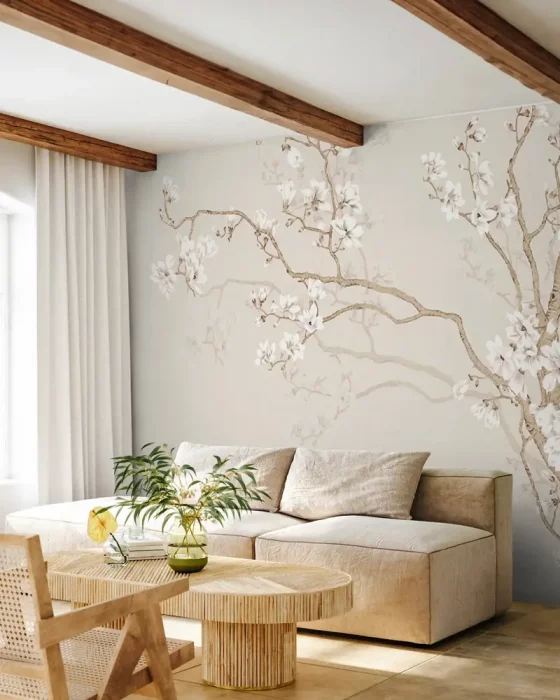 deco salon zen papier peint japonais