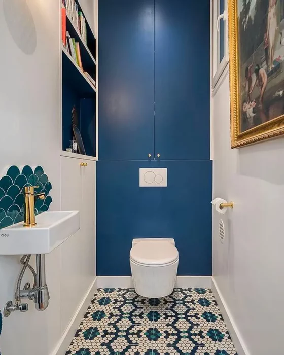 deco toilettes wc sol carrelage bleu