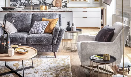 deco gris blanc dore