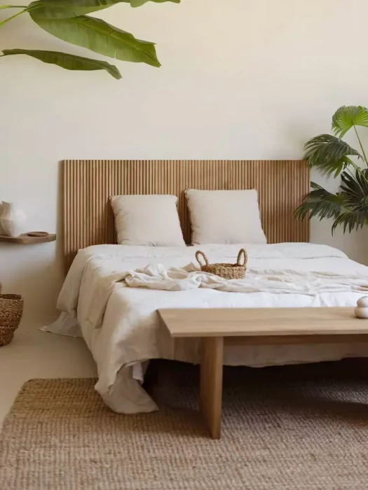 deco chambre zen tete de lit tasseaux bois