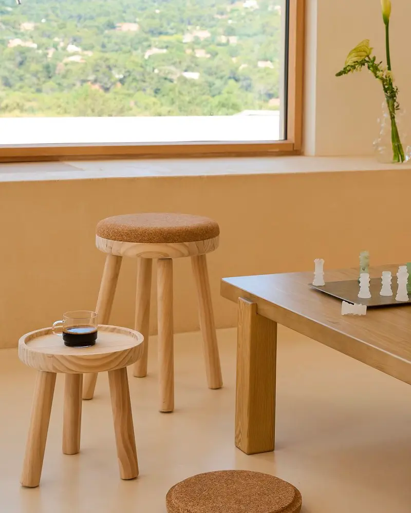 tabouret liege bois