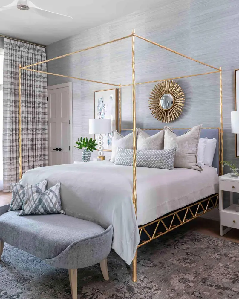 deco chambre gris blanc dore