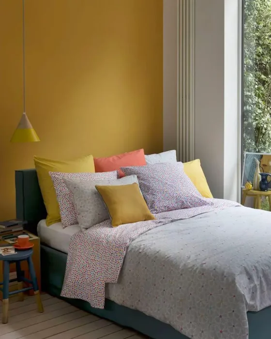deco chambre jaune moutarde moderne
