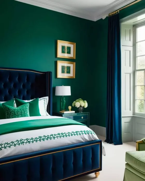 deco chambre chic vert kaki bleu