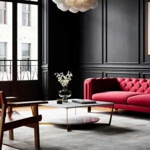 deco salon rouge noir
