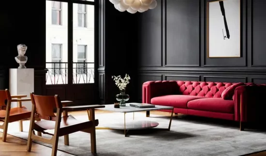 deco salon rouge noir