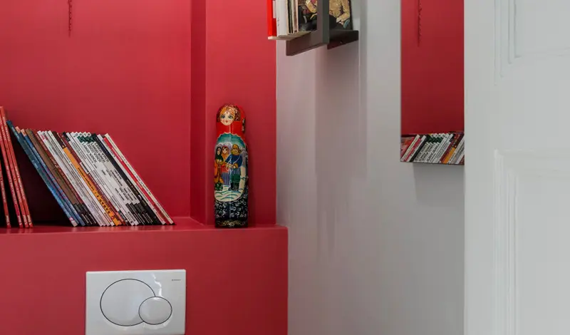 deco toilettes wc rouge blanc