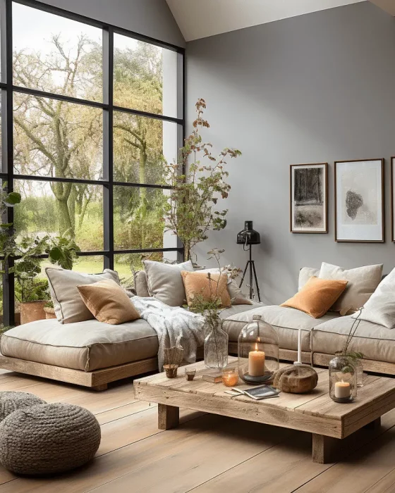 deco gris bois salon