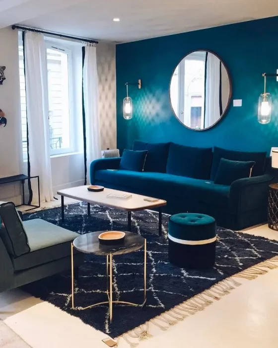 deco salon chic bleu dore