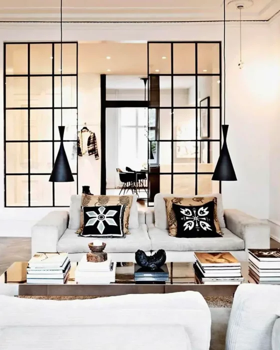 deco salon metal noir blanc