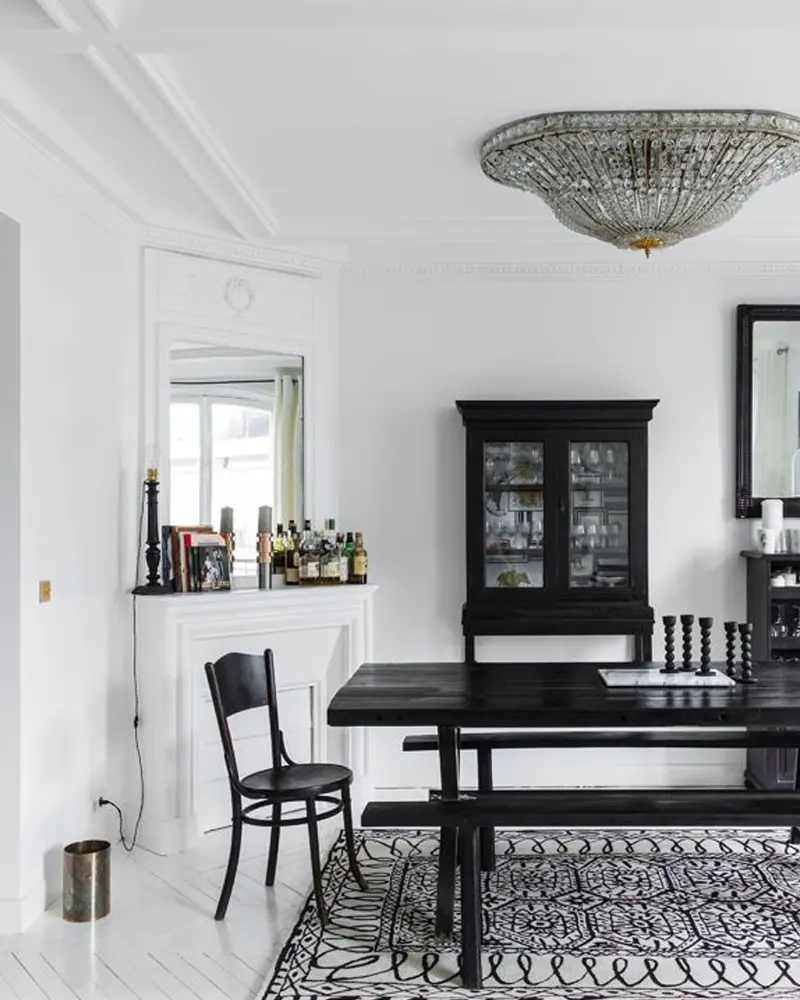 deco salle a manger blanc gris noir