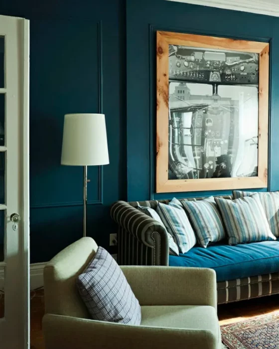 deco salon bleu vert