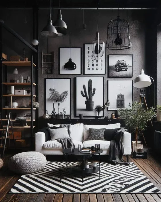 deco salon industriel metal noir