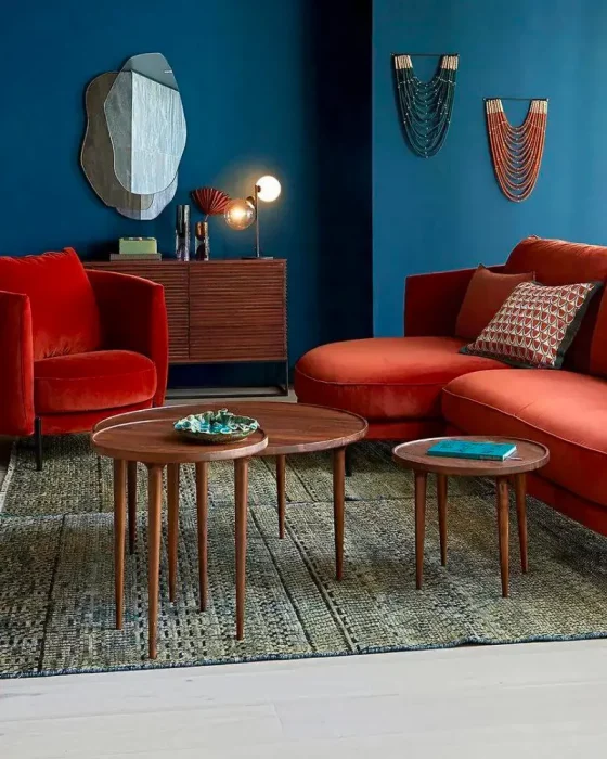 deco salon vintage rouge bleu