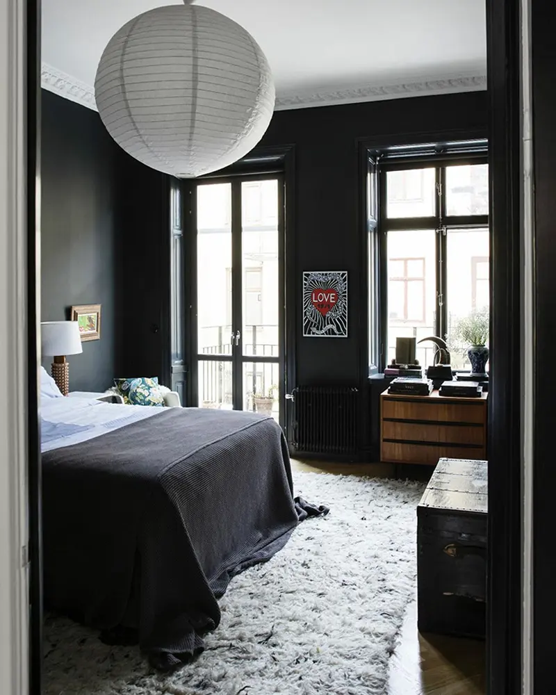 deco chambre blanc gris noir