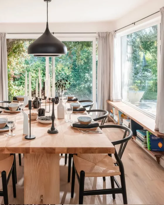 deco salle a manger chaleureuse metal bois