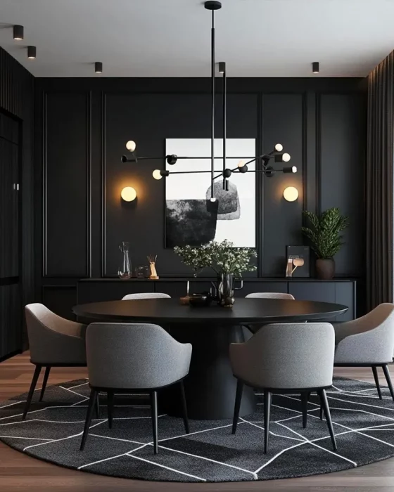 deco salle a manger metal noir