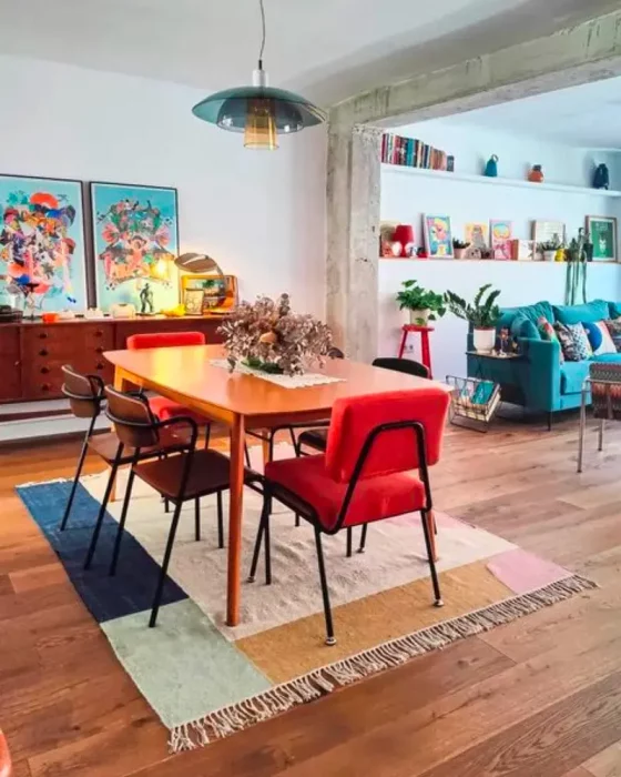 deco salle a manger vintage rouge