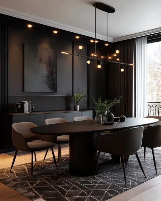 deco salle a manger zen noir