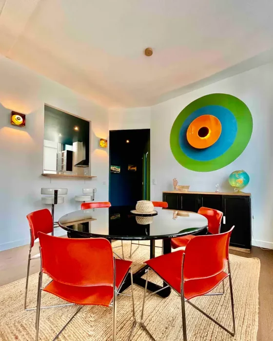 chaise rouge deco salle a manger vintage