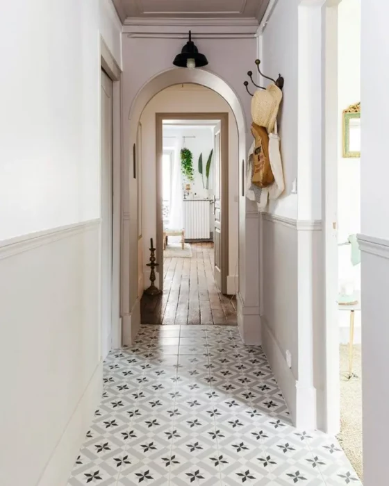 deco couloir scandinave gris blanc