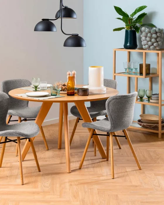 deco salle a manger gris bois