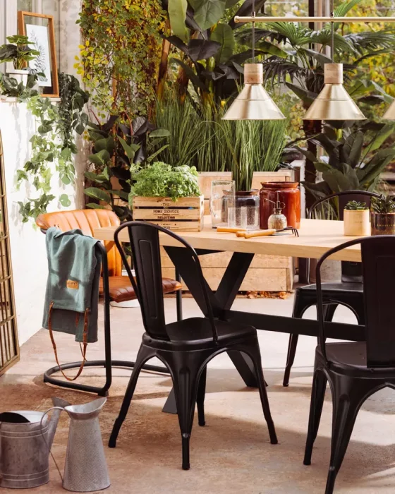 deco salle a manger industrielle metal bois