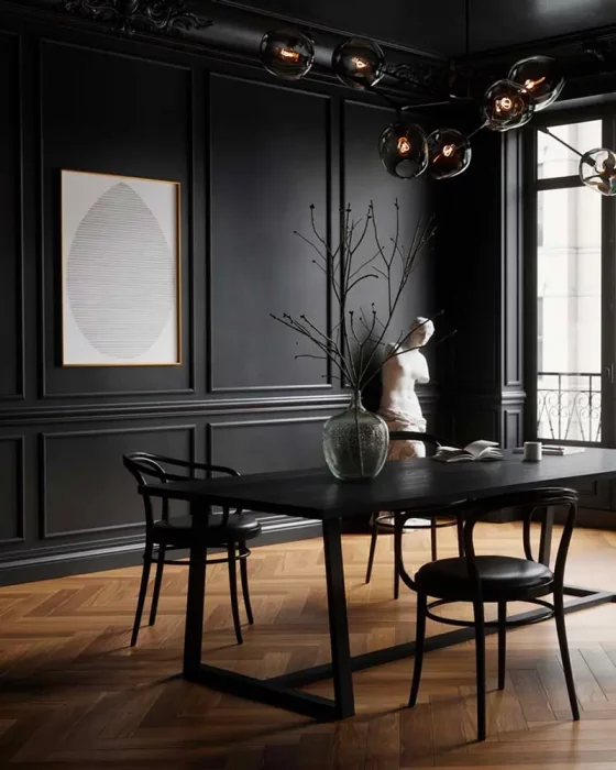 deco salle a manger zen minimaliste noir