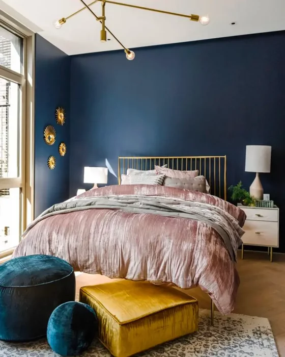 deco bleu dore chambre chic