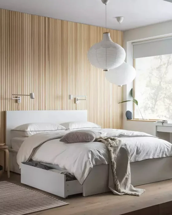 deco chambre cocooning moderne blanc bois