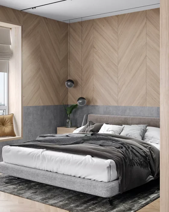 deco chambre gris bois