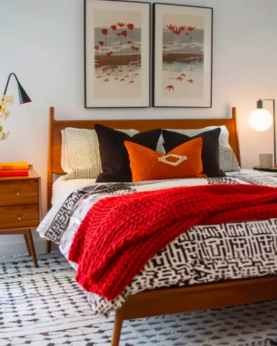 plaid rouge deco chambre vintage