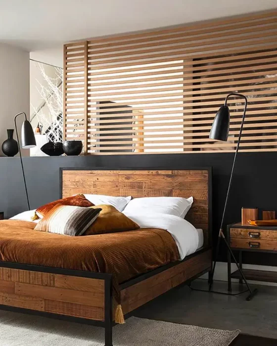 deco chambre industrielle metal bois