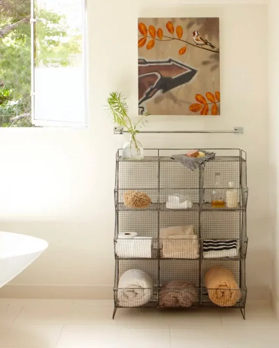 deco salle de bain meuble rangement recup industriel