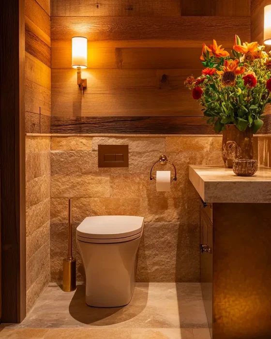 deco toilettes cosy bois pierre