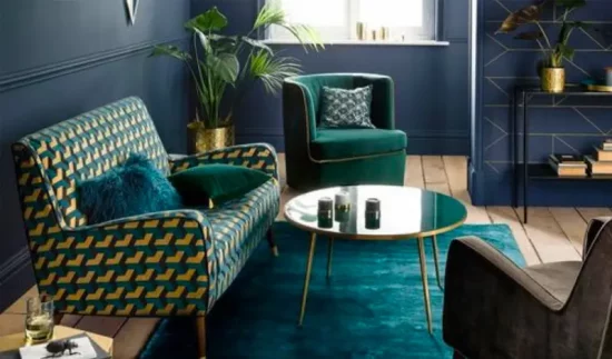 deco bleu canard dore