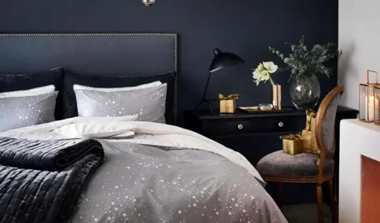 deco chambre bleu nuit gris