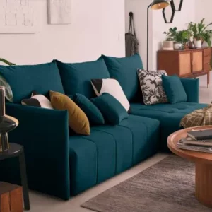 deco salon bleu canard noir