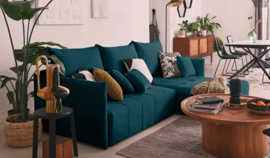 deco salon bleu canard noir