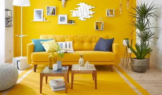 deco salon jaune blanc