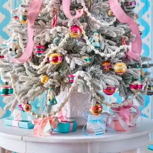 deco sapin noel rose bleu