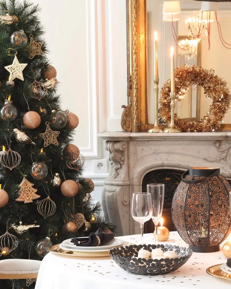 deco noel chic noir or