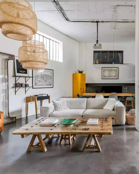 deco salon industriel recup