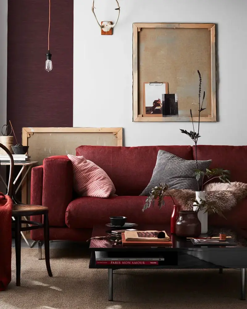 deco salon noir blanc rouge