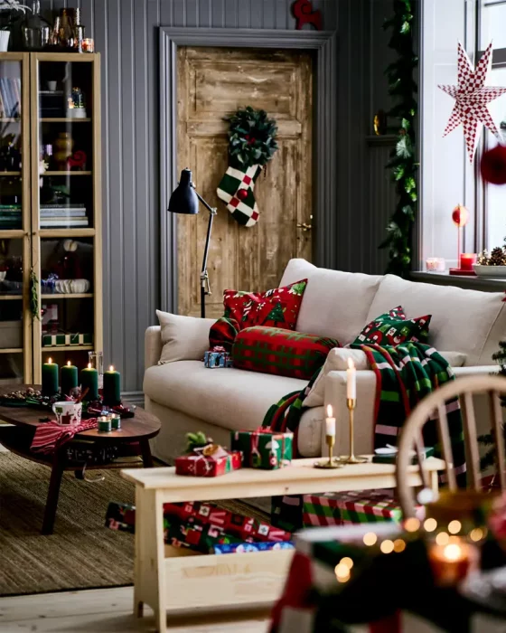 deco salon rouge noel