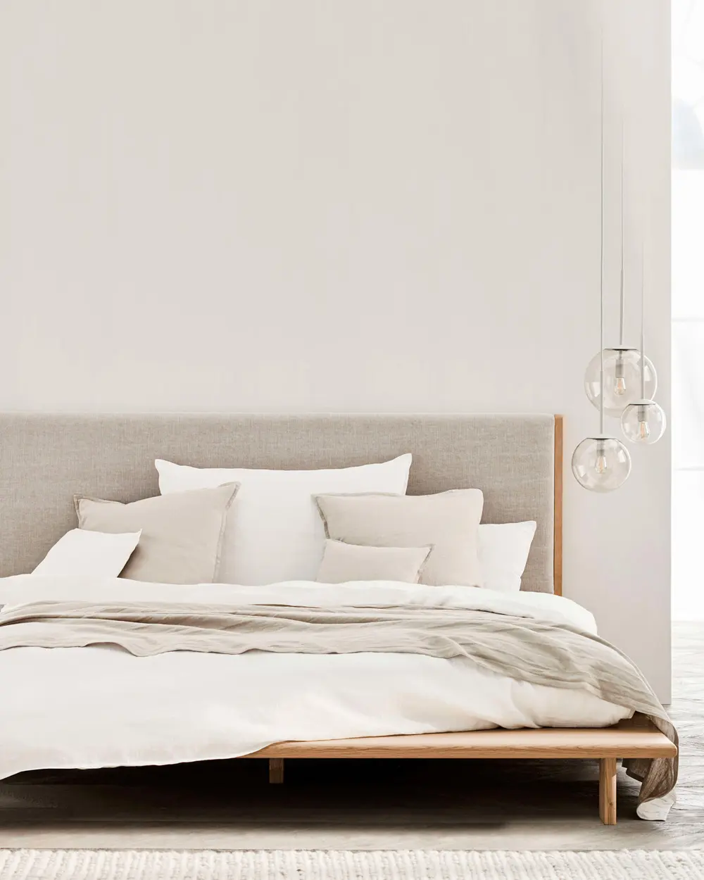 tete de lit moderne beige bois