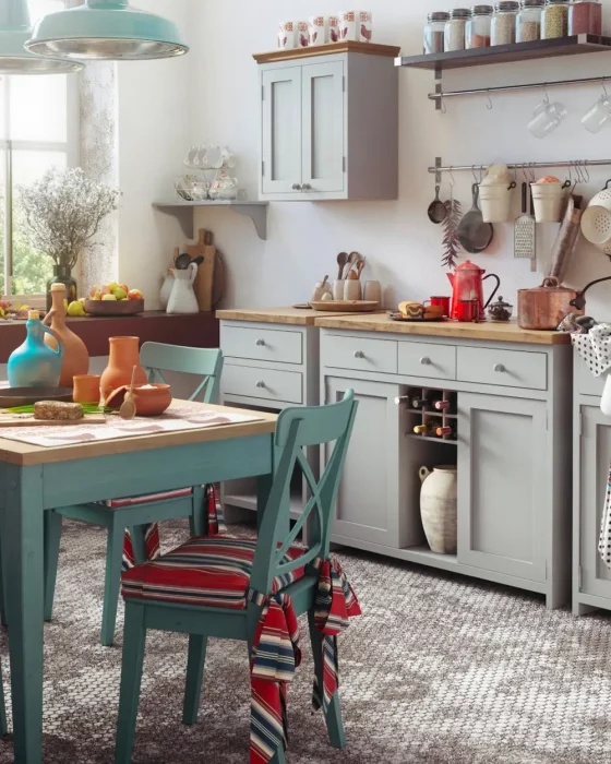 deco cuisine vintage industrielle colorée