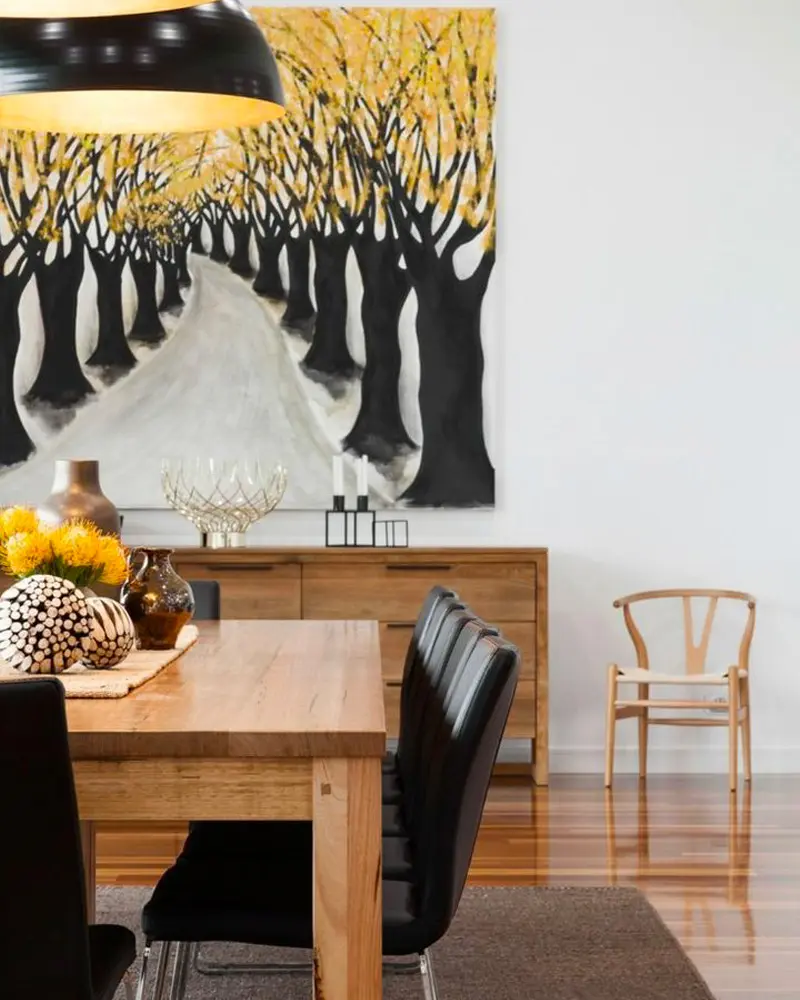 deco salle a manger noir blanc jaune