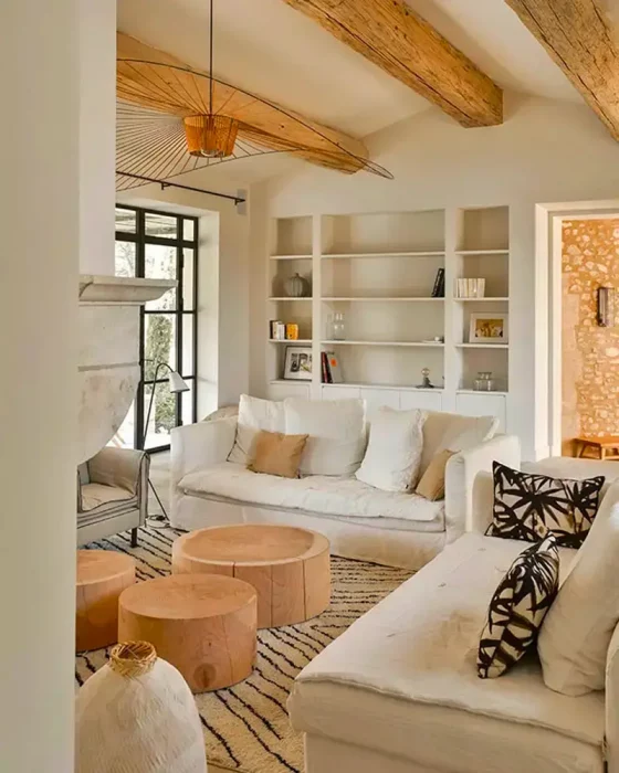 deco salon cocooning zen blanc bois