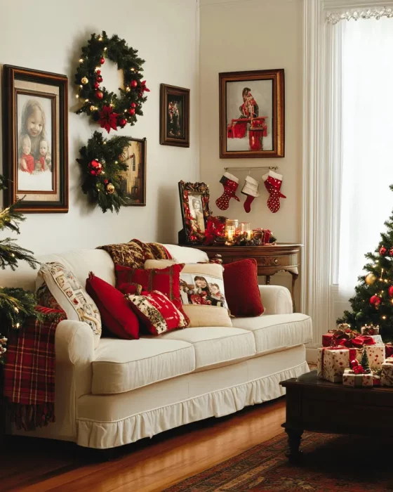 deco salon rouge noel